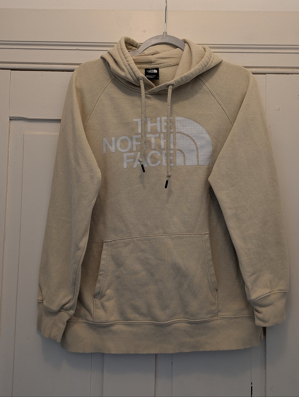 The North Face Off White w/ White Graphic Hoodie- L